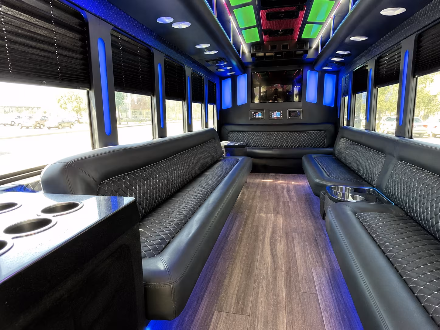 bridgeport 15 passenger party bus inside