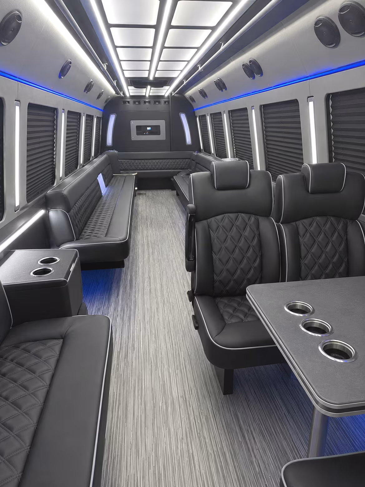 bridgeport 25 passenger party bus inside
